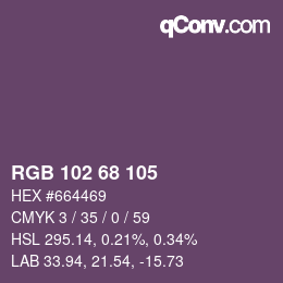 Color code: RGB 102 68 105 | qconv.com
