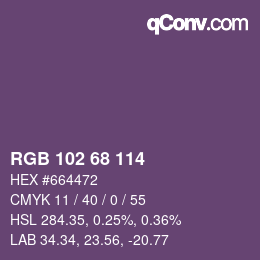 Color code: RGB 102 68 114 | qconv.com