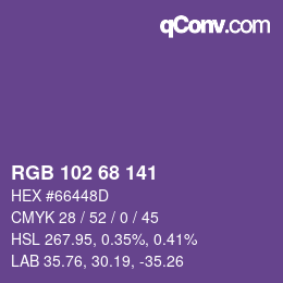 Color code: RGB 102 68 141 | qconv.com