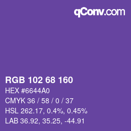 Color code: RGB 102 68 160 | qconv.com