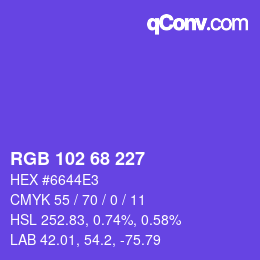 Color code: RGB 102 68 227 | qconv.com
