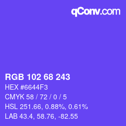 Color code: RGB 102 68 243 | qconv.com