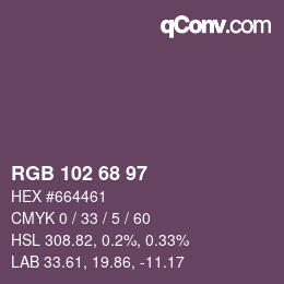 Color code: RGB 102 68 97 | qconv.com