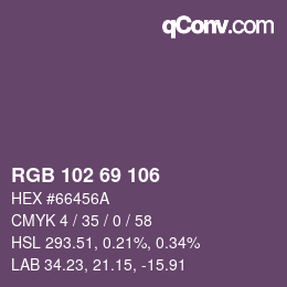 Color code: RGB 102 69 106 | qconv.com