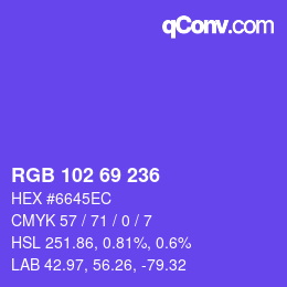 Color code: RGB 102 69 236 | qconv.com