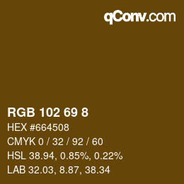 Color code: RGB 102 69 8 | qconv.com