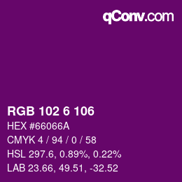 Color code: RGB 102 6 106 | qconv.com