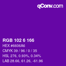 Color code: RGB 102 6 166 | qconv.com