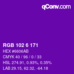 Color code: RGB 102 6 171 | qconv.com