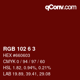 Color code: RGB 102 6 3 | qconv.com