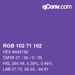 Color code: RGB 102 71 162 | qconv.com