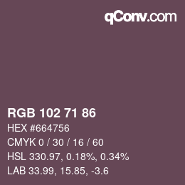 Color code: RGB 102 71 86 | qconv.com