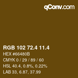 カラーコード: RGB 102 72.4 11.4 | qconv.com