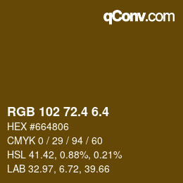 カラーコード: RGB 102 72.4 6.4 | qconv.com