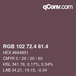 カラーコード: RGB 102 72.4 81.4 | qconv.com