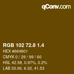 カラーコード: RGB 102 72.8 1.4 | qconv.com
