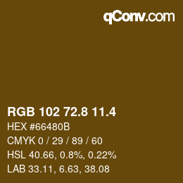 カラーコード: RGB 102 72.8 11.4 | qconv.com