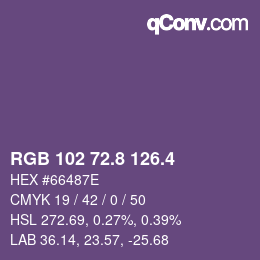 カラーコード: RGB 102 72.8 126.4 | qconv.com