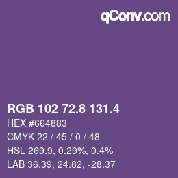 カラーコード: RGB 102 72.8 131.4 | qconv.com