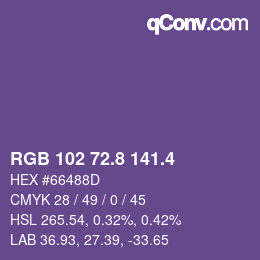 カラーコード: RGB 102 72.8 141.4 | qconv.com