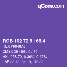 カラーコード: RGB 102 72.8 166.4 | qconv.com
