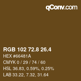 カラーコード: RGB 102 72.8 26.4 | qconv.com