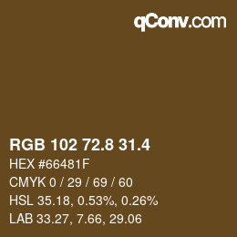 カラーコード: RGB 102 72.8 31.4 | qconv.com