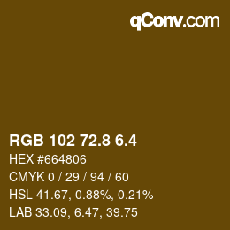 カラーコード: RGB 102 72.8 6.4 | qconv.com