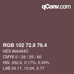 カラーコード: RGB 102 72.8 76.4 | qconv.com