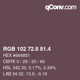 カラーコード: RGB 102 72.8 81.4 | qconv.com