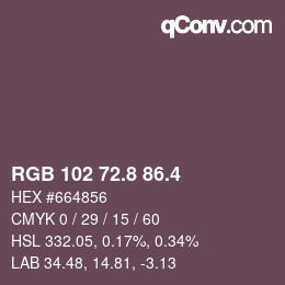 カラーコード: RGB 102 72.8 86.4 | qconv.com