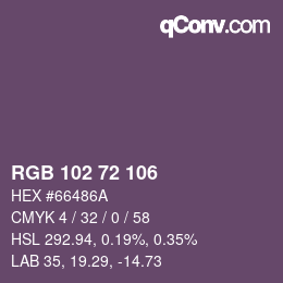 Color code: RGB 102 72 106 | qconv.com