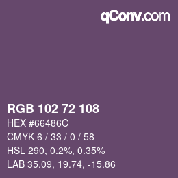 Color code: RGB 102 72 108 | qconv.com