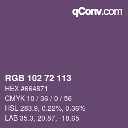Color code: RGB 102 72 113 | qconv.com