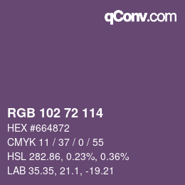 カラーコード: RGB 102 72 114 | qconv.com