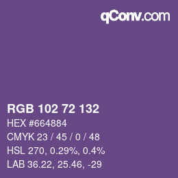 Color code: RGB 102 72 132 | qconv.com