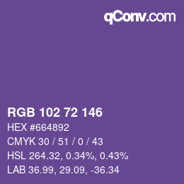 Color code: RGB 102 72 146 | qconv.com