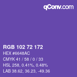 Color code: RGB 102 72 172 | qconv.com