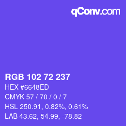 Color code: RGB 102 72 237 | qconv.com