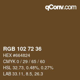 カラーコード: RGB 102 72 36 | qconv.com