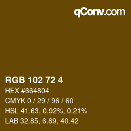 Color code: RGB 102 72 4 | qconv.com