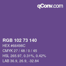 Color code: RGB 102 73 140 | qconv.com