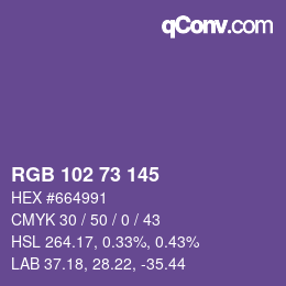 Color code: RGB 102 73 145 | qconv.com