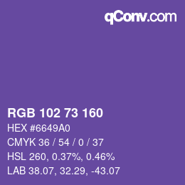 Color code: RGB 102 73 160 | qconv.com
