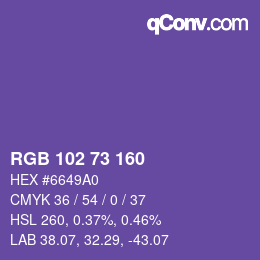 Color code: RGB 102 73 160 | qconv.com