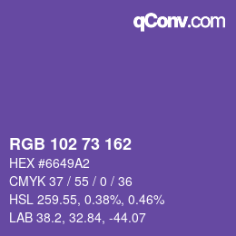 Color code: RGB 102 73 162 | qconv.com