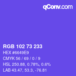 Color code: RGB 102 73 233 | qconv.com