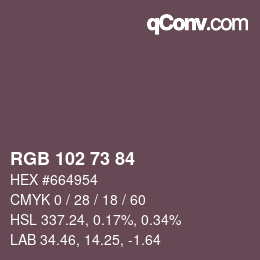 颜色代码: RGB 102 73 84 | qconv.com
