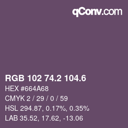 カラーコード: RGB 102 74.2 104.6 | qconv.com