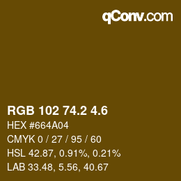 カラーコード: RGB 102 74.2 4.6 | qconv.com